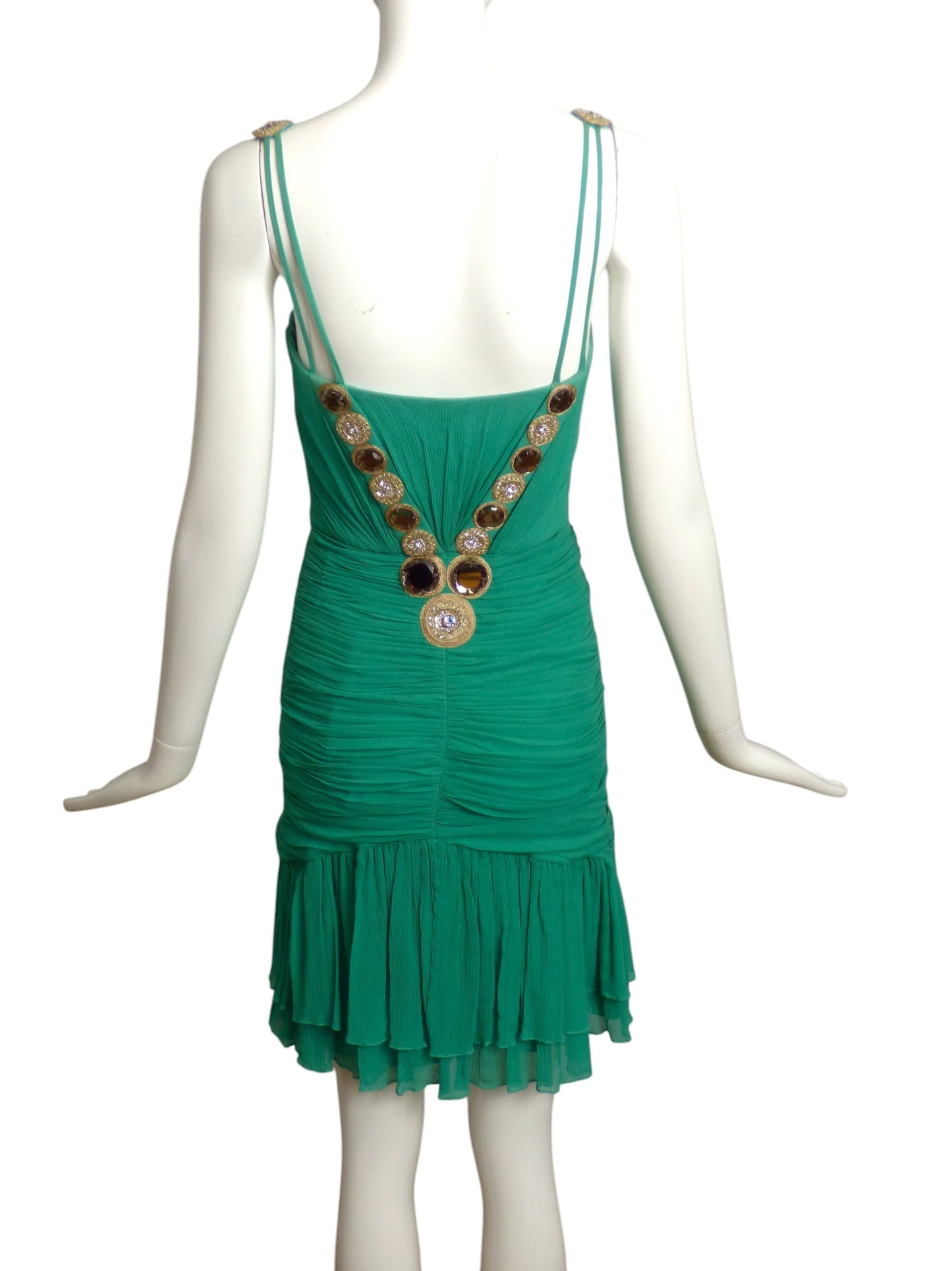 TEMPERLEY-NWT Green Shirred Georgette Cocktail Dress, Size 4