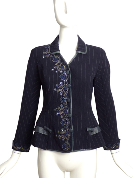 CHRISTIAN DIOR- 2006 Wool Pin Stripe Blazer, Size 4P