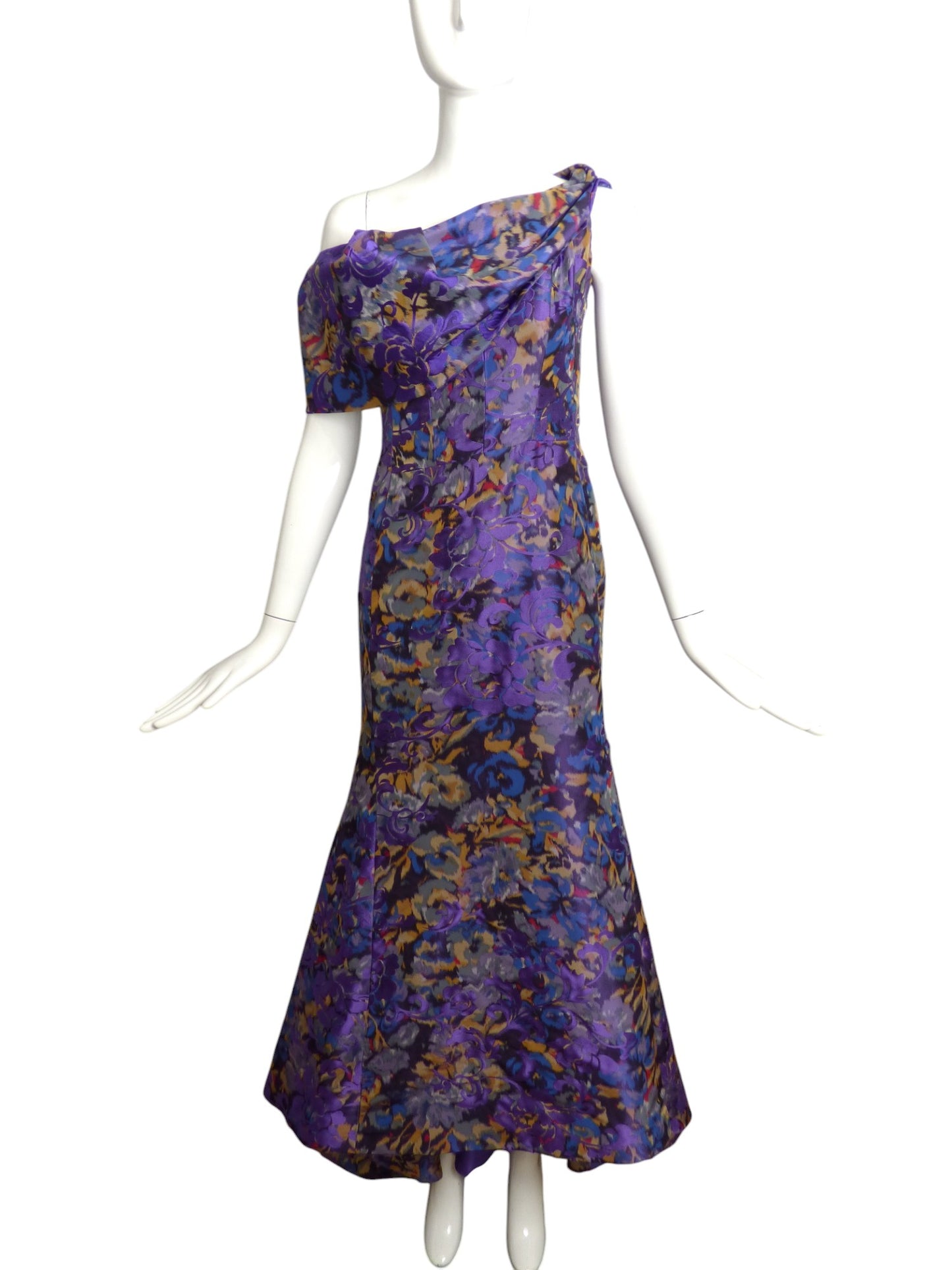 OSCAR DE LA RENTA- 2007 Floral Taffeta Evening Gown, Size 4P