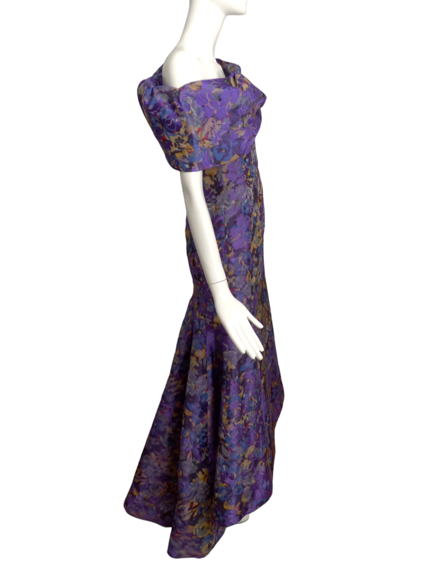 OSCAR DE LA RENTA- 2007 Floral Taffeta Evening Gown, Size 4P