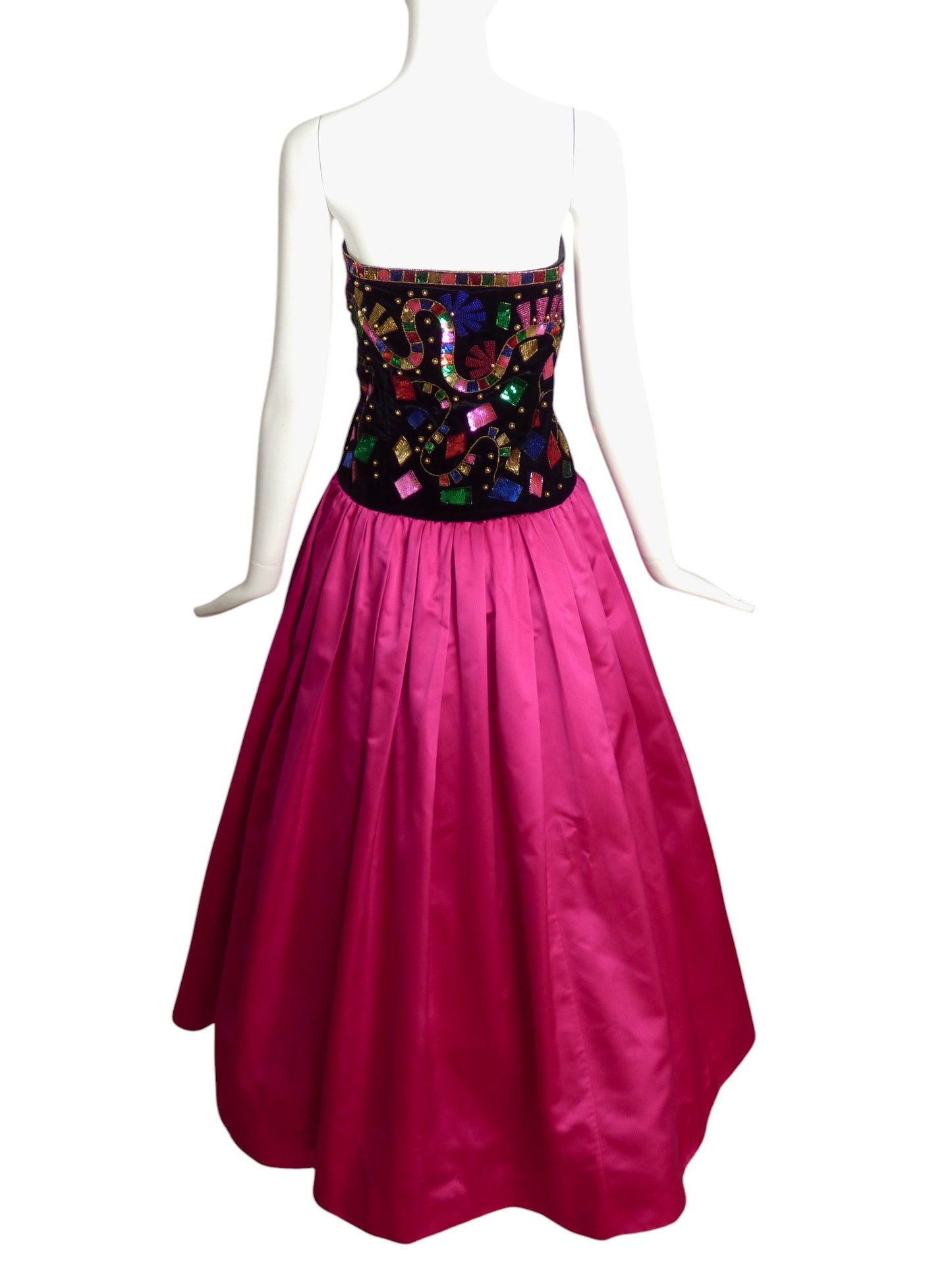 ESCADA- 1992 Sequin Velvet & Satin Ballgown, Size 10