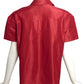 OSCAR DE LA RENTA- 2008 Claret Silk Taffeta Ruffle Blouse, Size 12