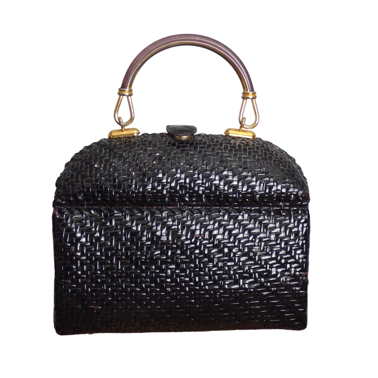 1970s Black Wicker Purse