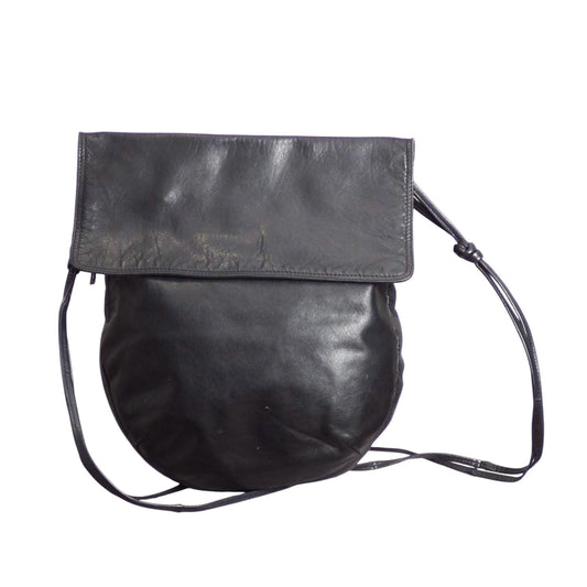 BOTTEGA VENETA- 1970s Black Leather Shoulder Bag