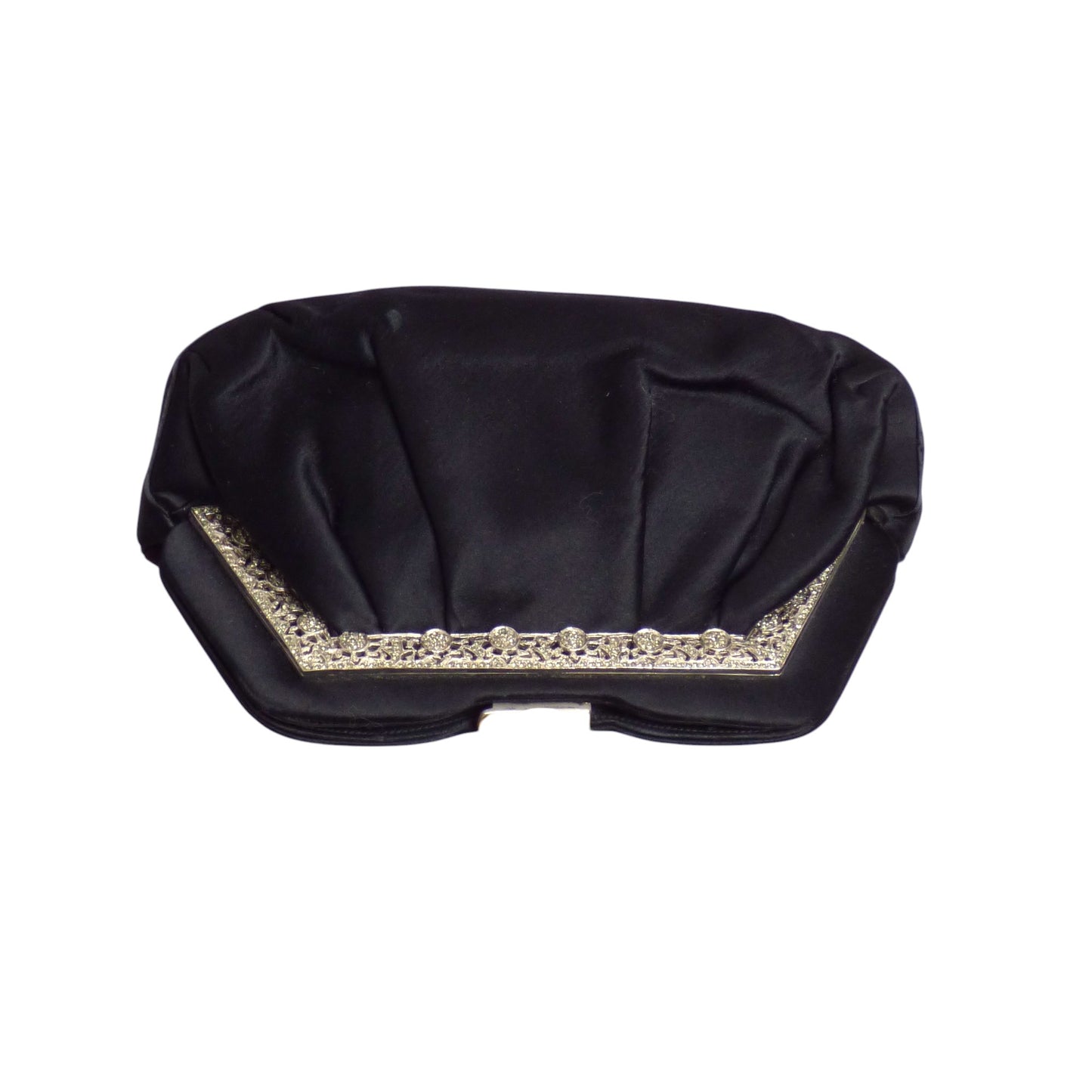 JUDITH LEIBER- 1980s Black Satin Evening Bag