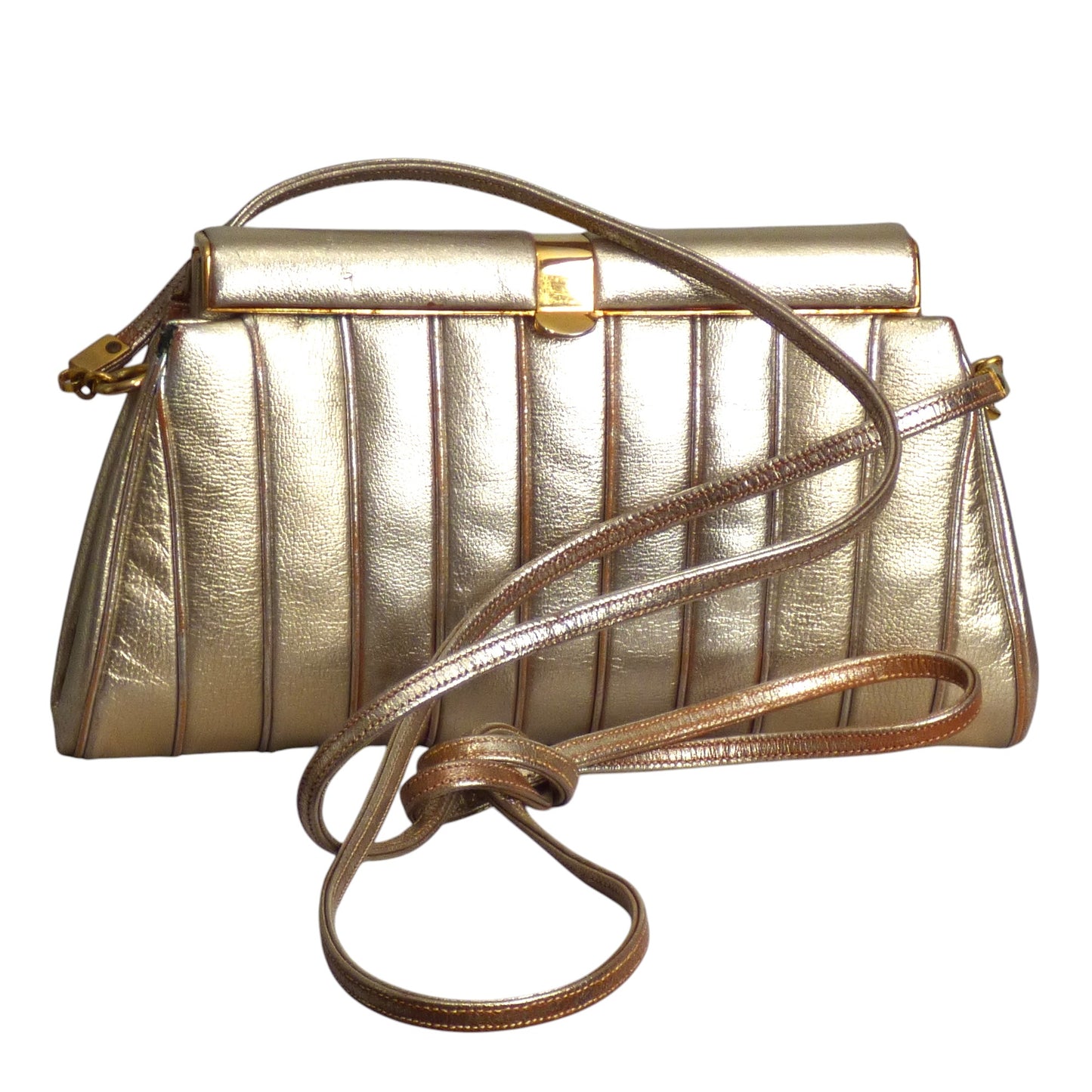 JUDITH LEIBER- 1980s Gold Metallic Evening Bag