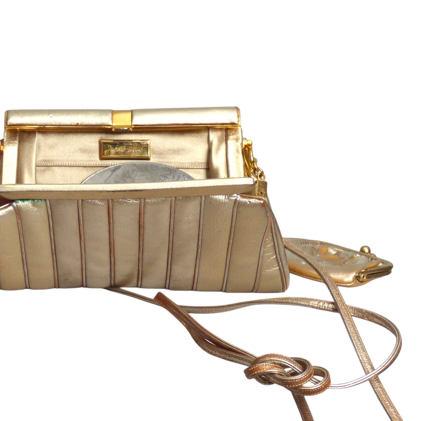 JUDITH LEIBER- 1980s Gold Metallic Evening Bag