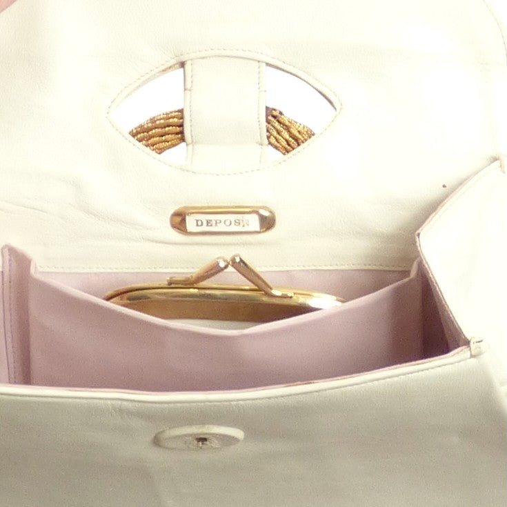 1960s Ivory Leather Purse