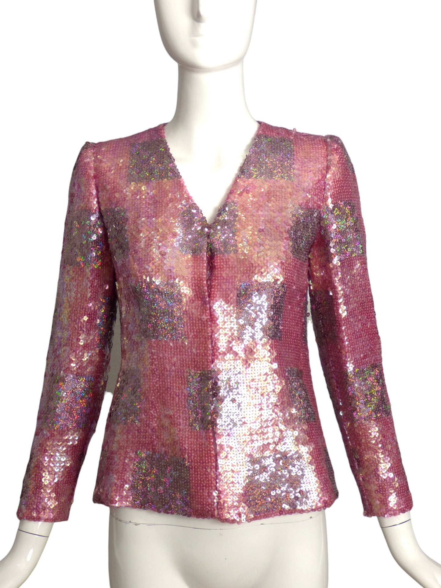 ANDRE LAUG- Pink Sequin Cocktail Blazer, Size-4