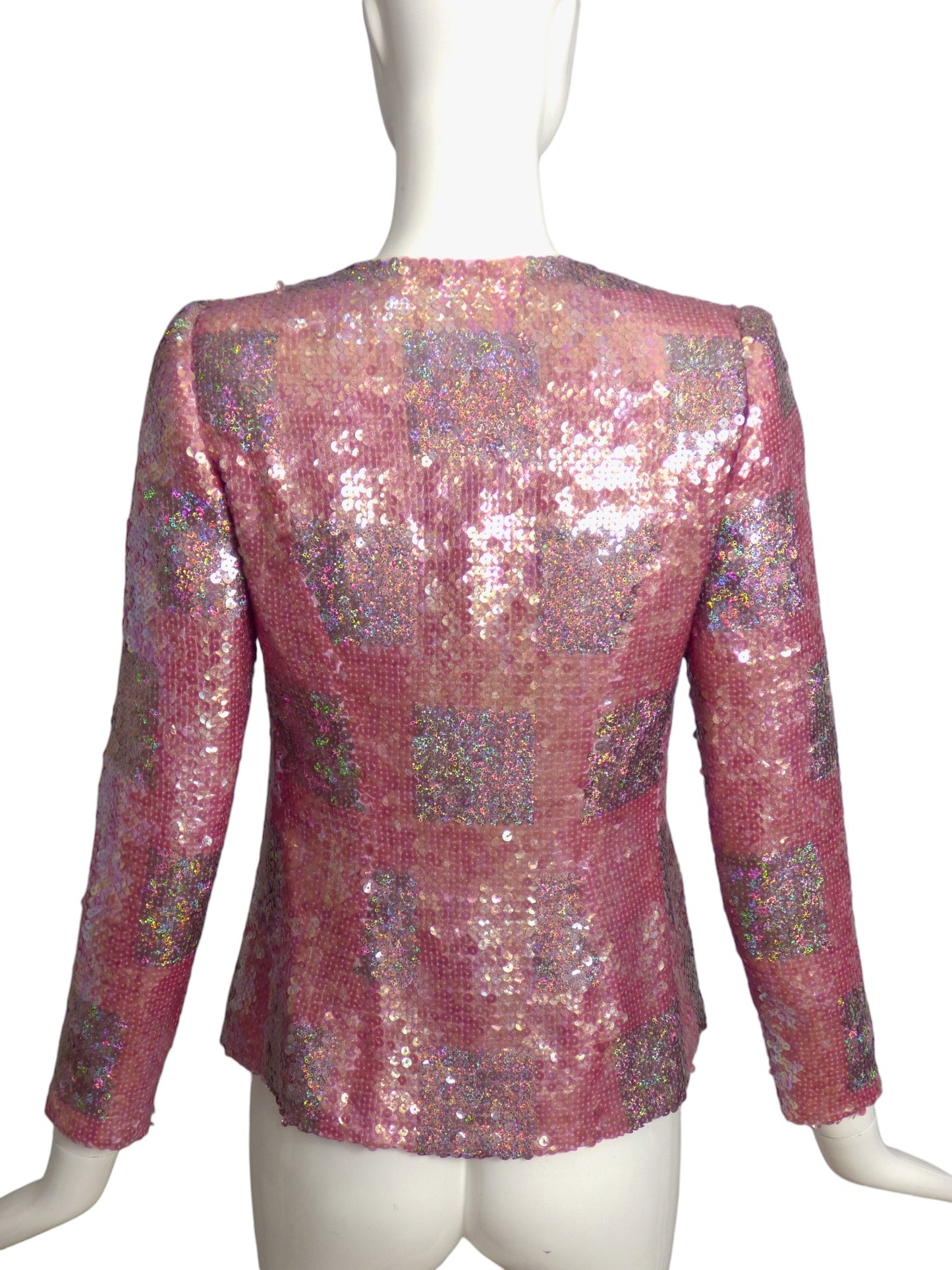 ANDRE LAUG- Pink Sequin Cocktail Blazer, Size-4