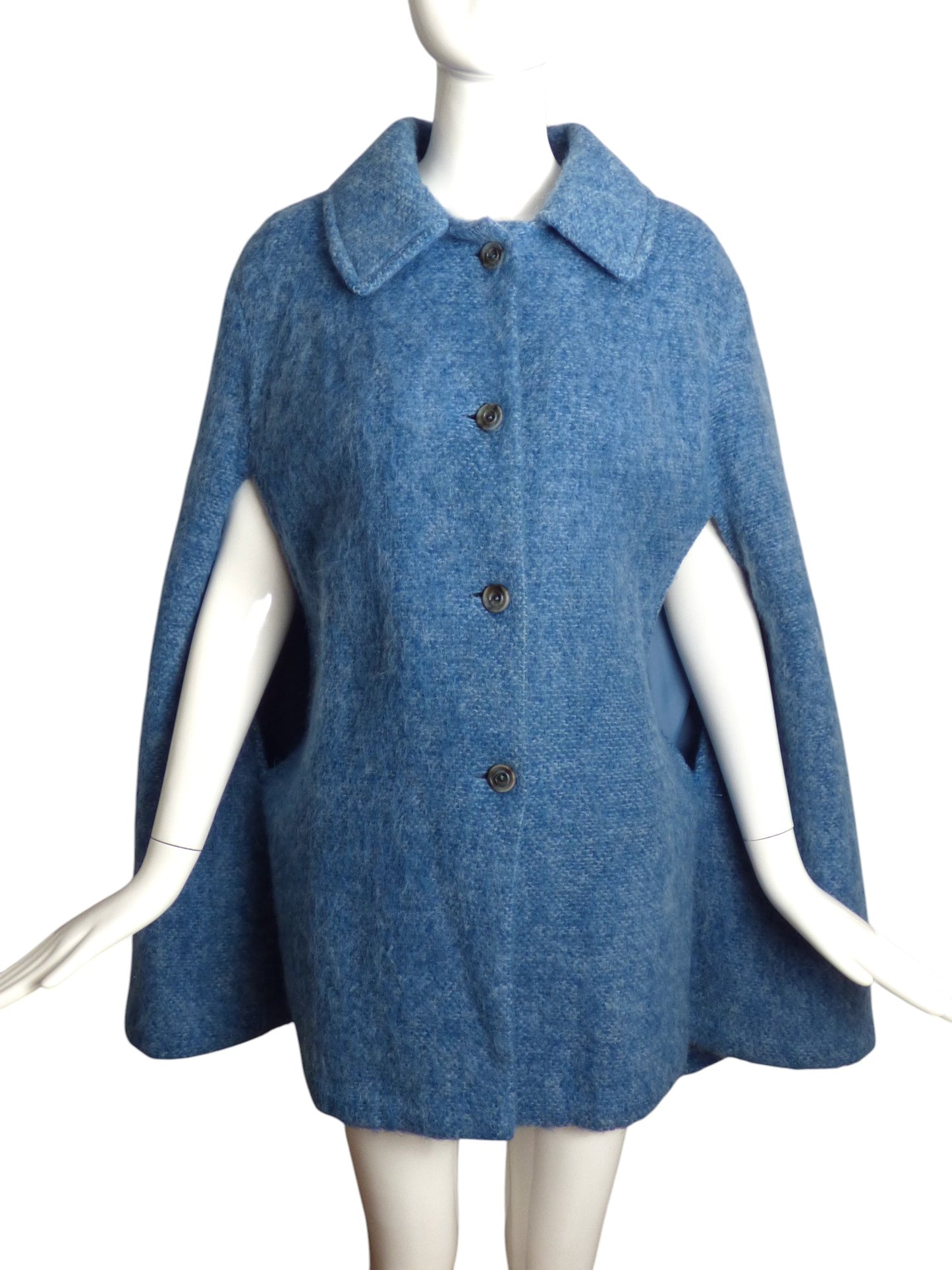 1960s Blue Mohair Cape, Size 6