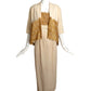 NINA RICCI- AS IS 1950s Ivory Crepe & Gold Lace Ensemble, Size 8