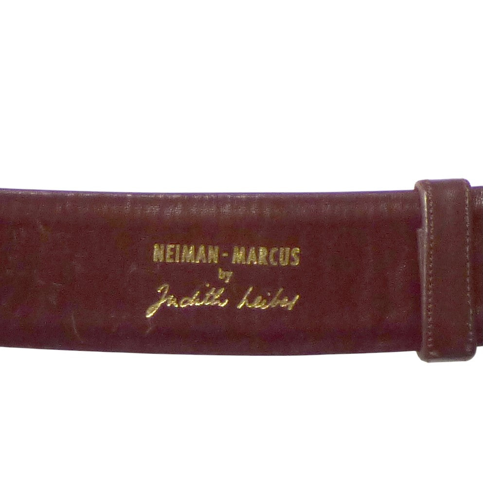 JUDITH LEIBER- 1980s Brown Leather Adjustable Belt