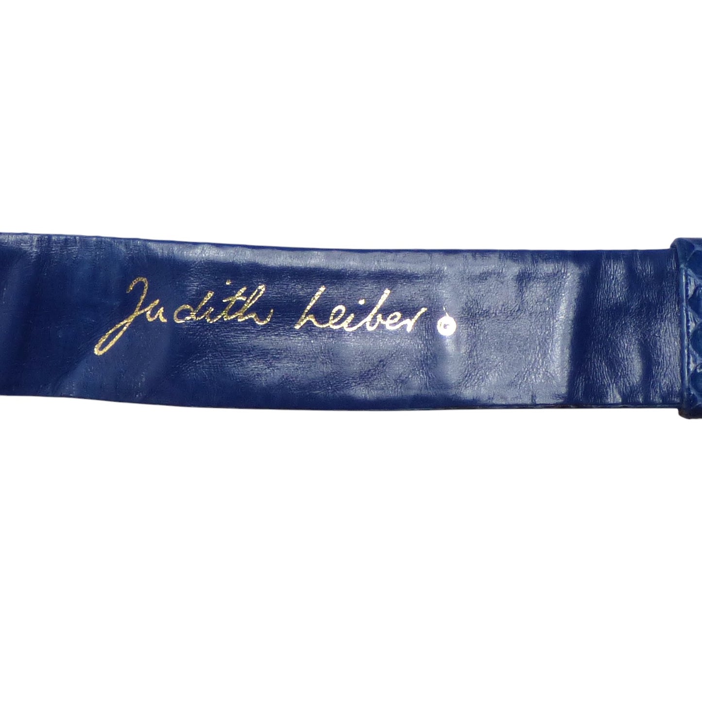 JUDITH LEIBER- 1980s Blue Snakeskin & Quartz Adjustable Belt