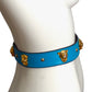 ESCADA- 1980s Blue Jaguar Head Leather Belt, Size 40