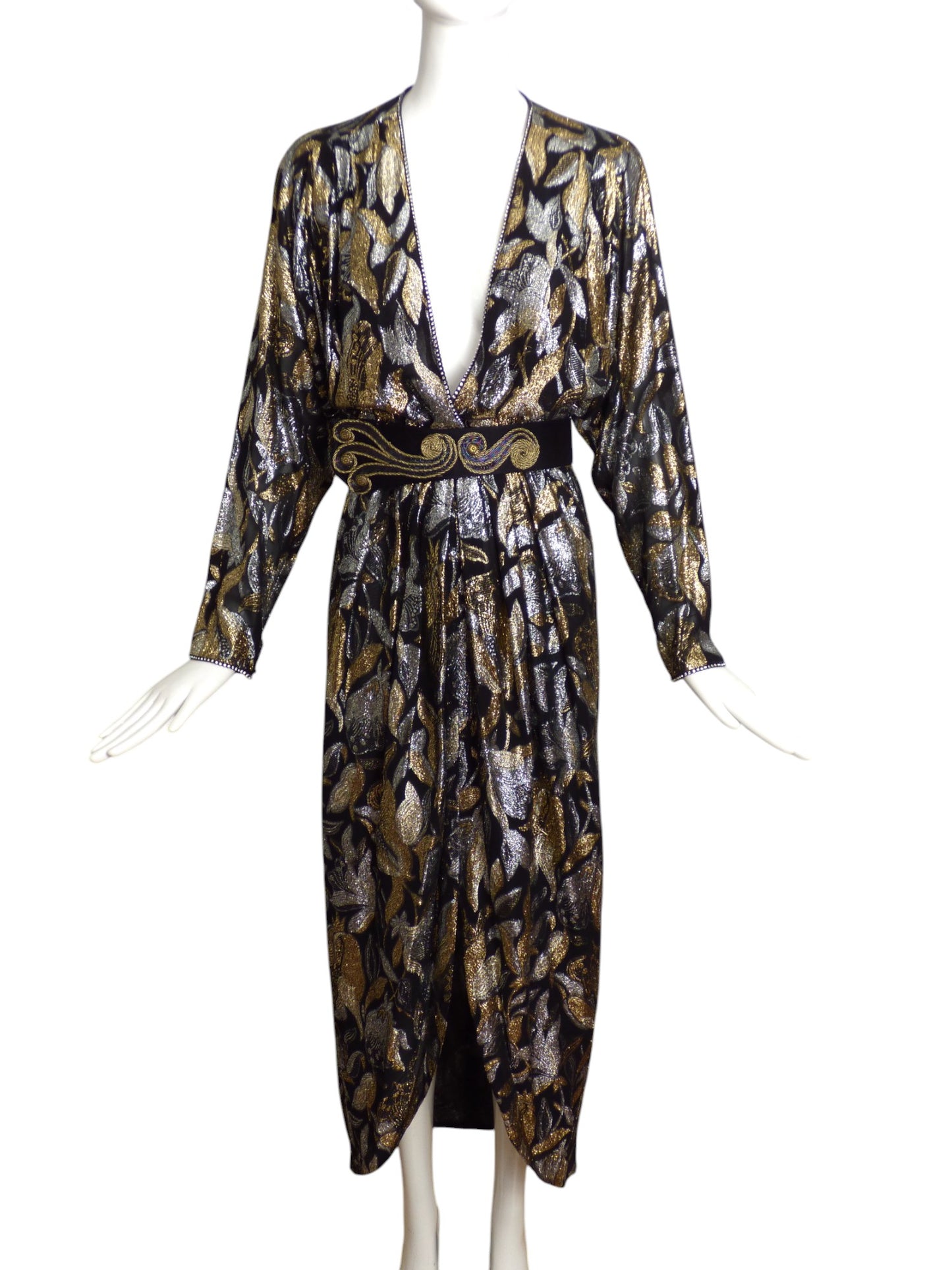 A.J. BARI- 1980s Metallic Maxi Gown, Size 10