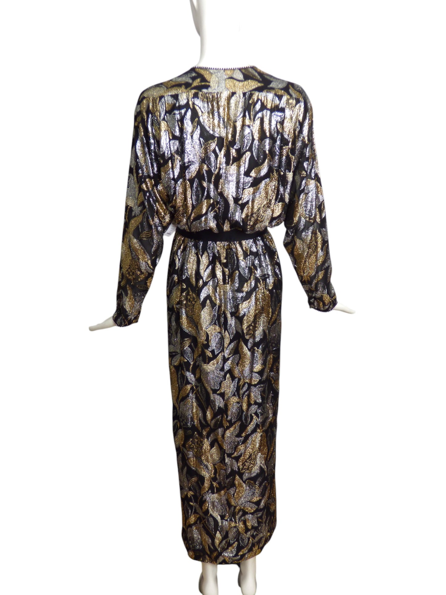 A.J. BARI- 1980s Metallic Maxi Gown, Size 10