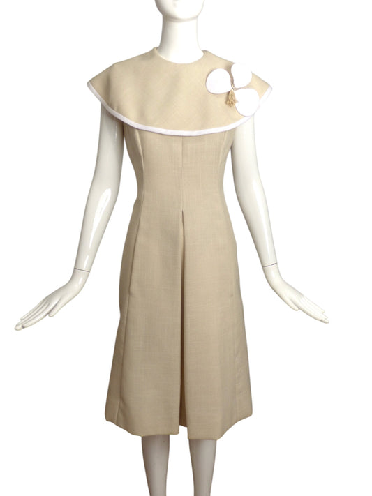 MOLLIE PARNIS- 1960s Linen Caplet Dress, Size 6