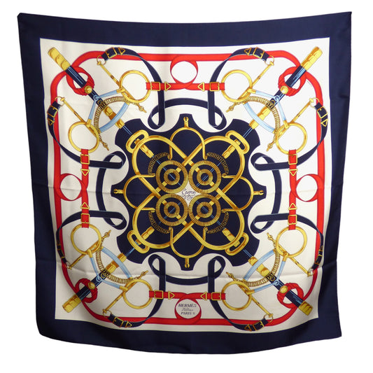 HERMES-"Eperon d'Or" Silk Twill Scarf