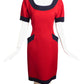 CAROLYNE ROEHM- Red & Navy Knit Shift Dress, Size 8