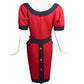 CAROLYNE ROEHM- Red & Navy Knit Shift Dress, Size 8