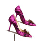 OSCAR DE LA RENTA- 2007 Pink Brocade & Mink Pumps, Size 40