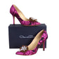 OSCAR DE LA RENTA- 2007 Pink Brocade & Mink Pumps, Size 40