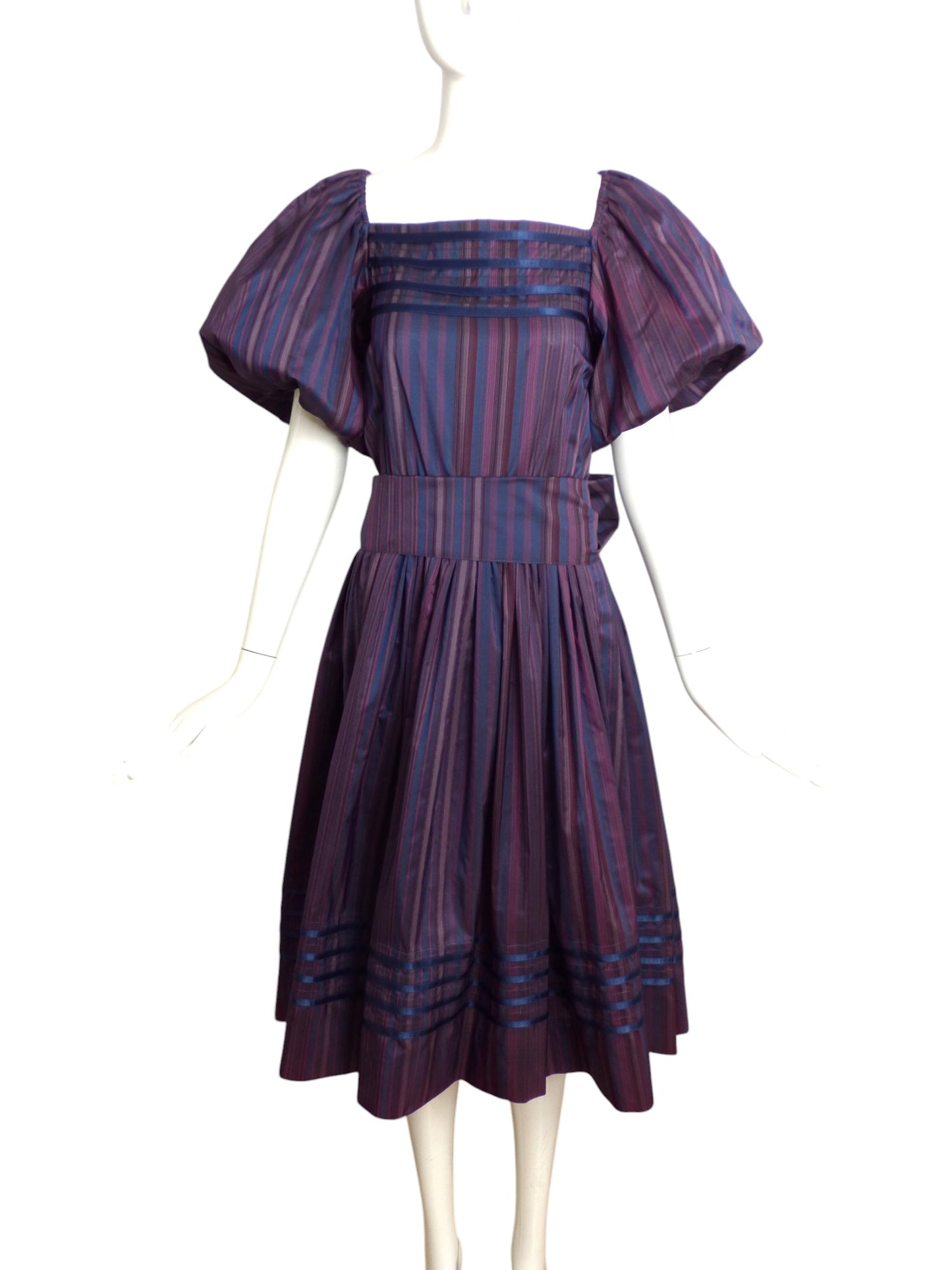 ALBERT NIPON- 1981 Taffeta Stripe Dress, Size 8