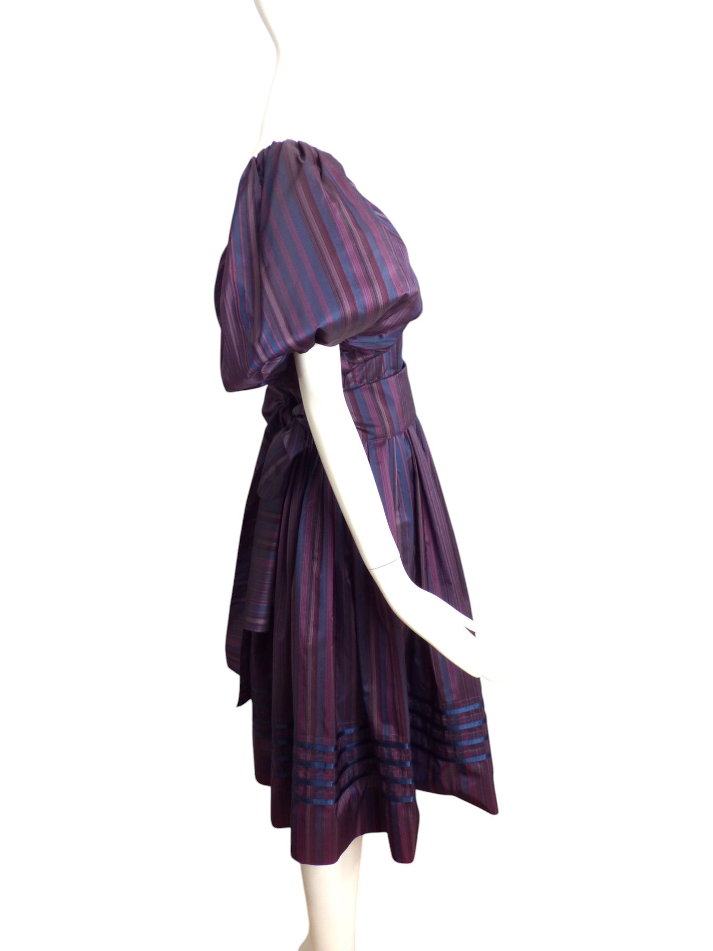 ALBERT NIPON- 1981 Taffeta Stripe Dress, Size 8