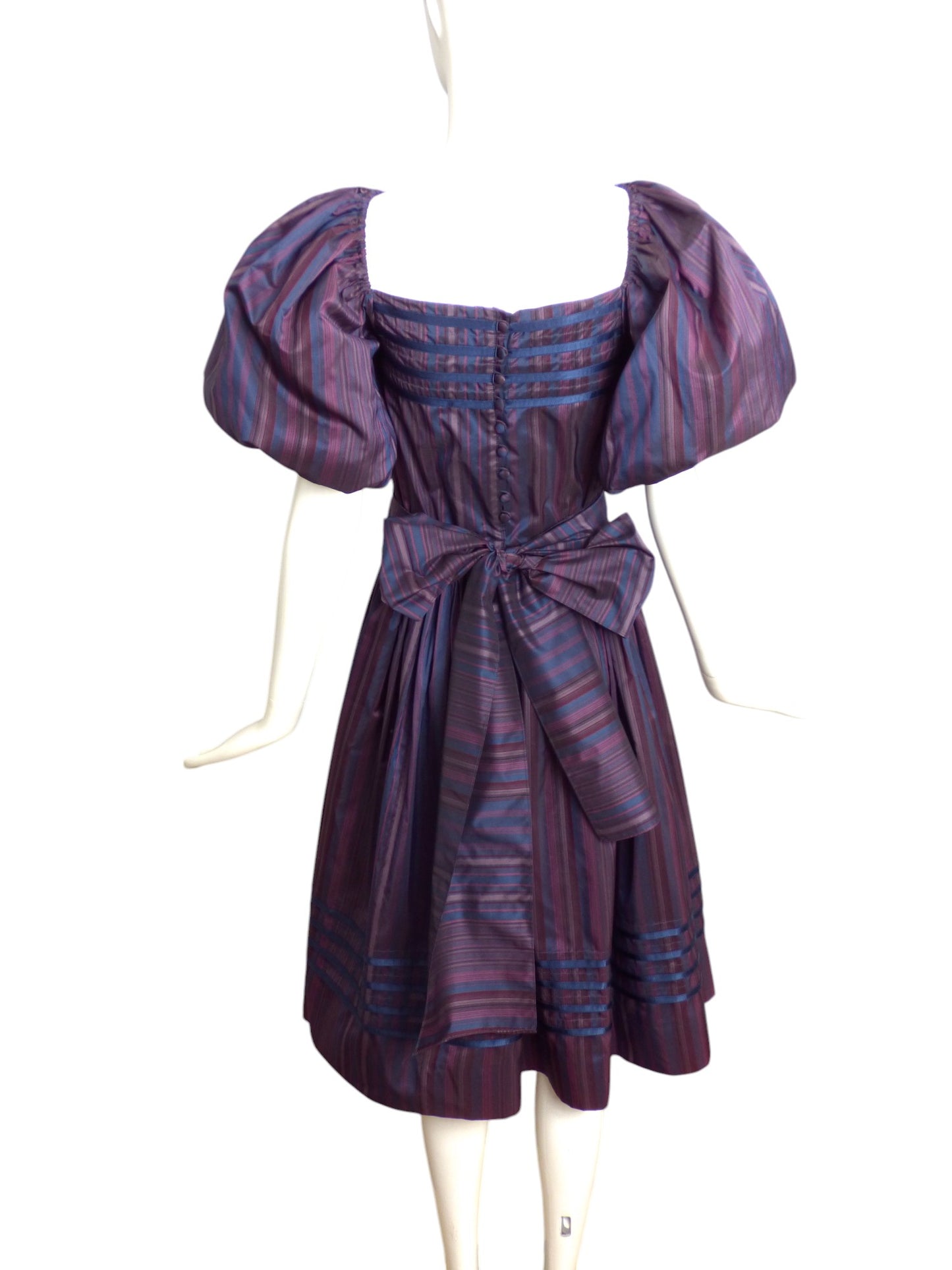 ALBERT NIPON- 1981 Taffeta Stripe Dress, Size 8