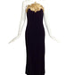 CHANEL- 1985 Black & Gold Beaded Velvet Gown, Size 10