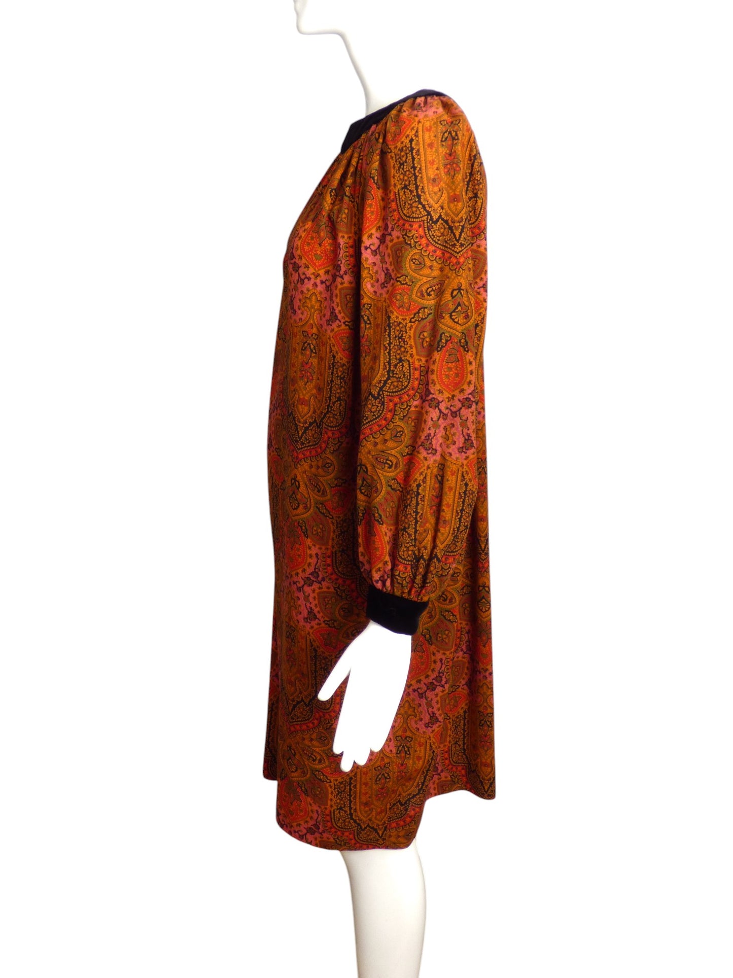 1980s Paisley Wool Dress, Size 10