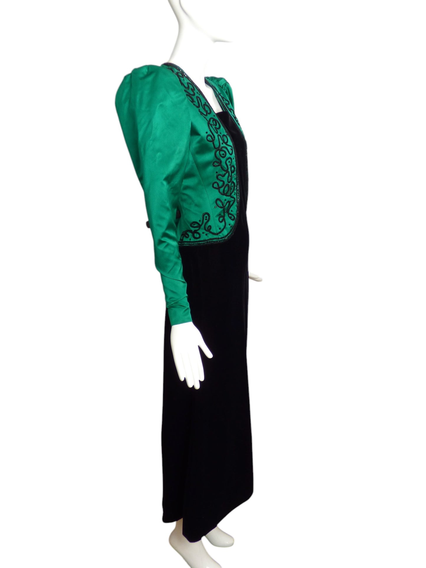 GIVENCHY- AS IS 1980s Satin & Velvet Evening Gown, Size 6