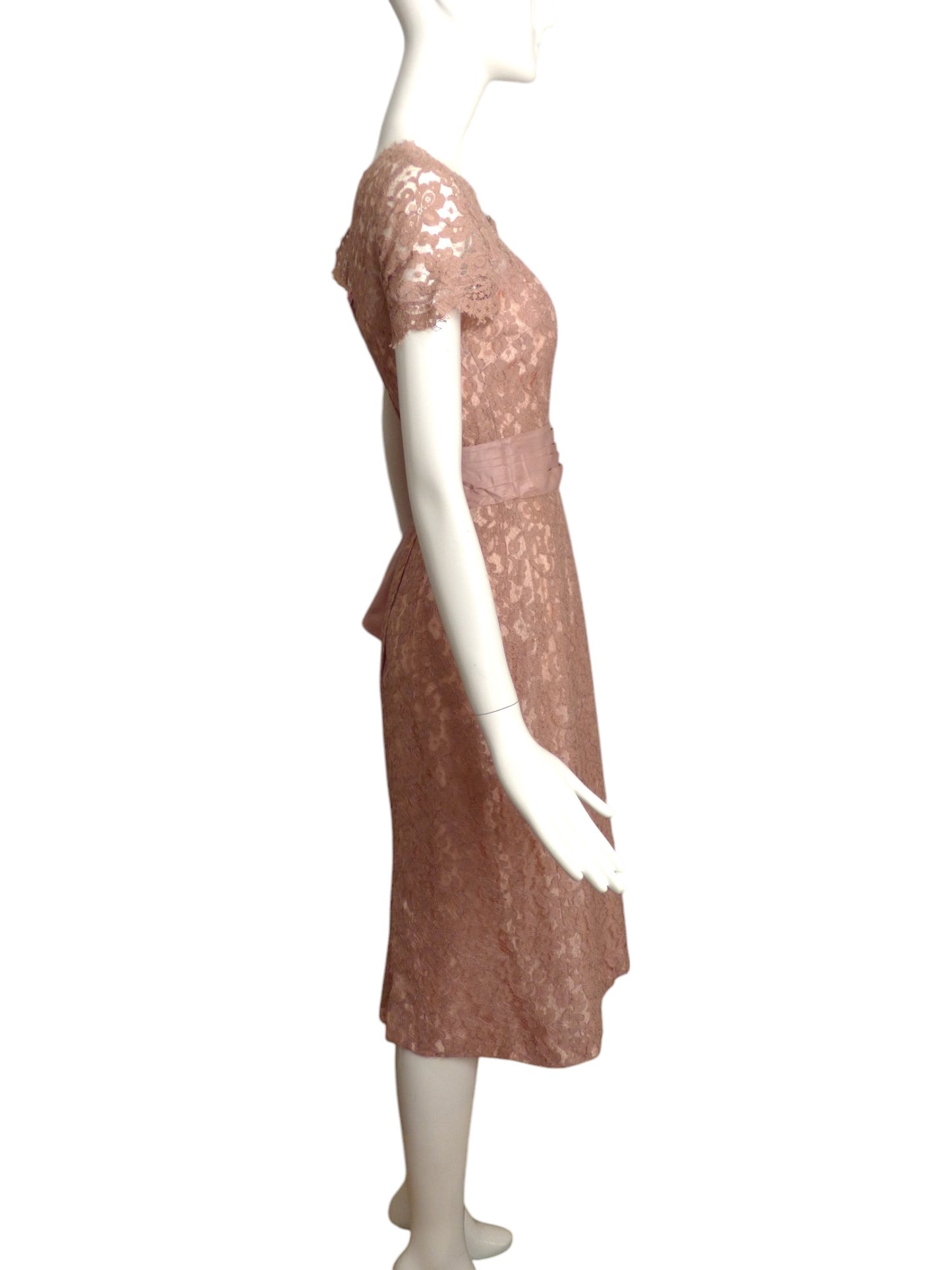 1950s Pink Lace Cocktail Dress, Size 4