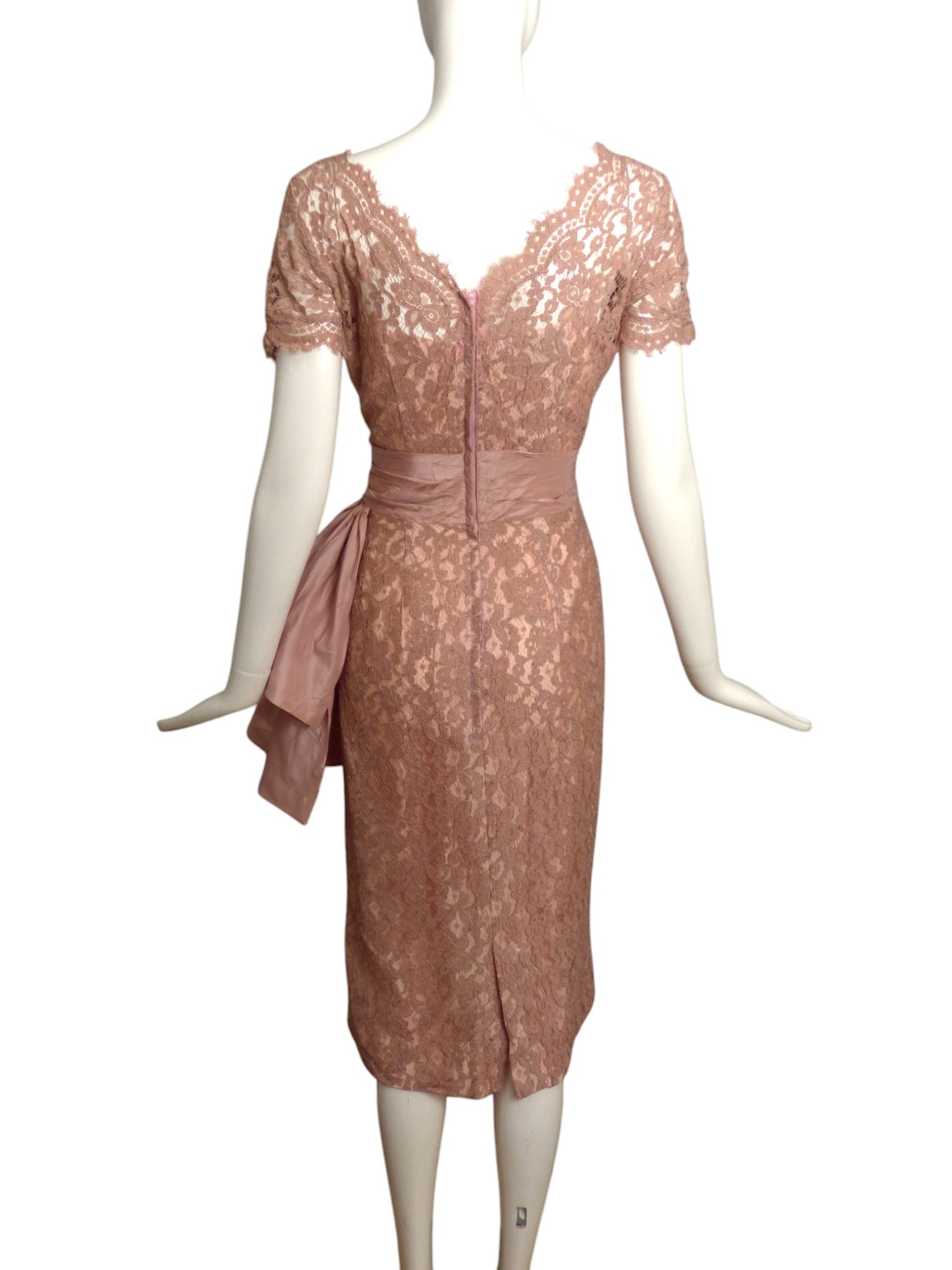 1950s Pink Lace Cocktail Dress, Size 4