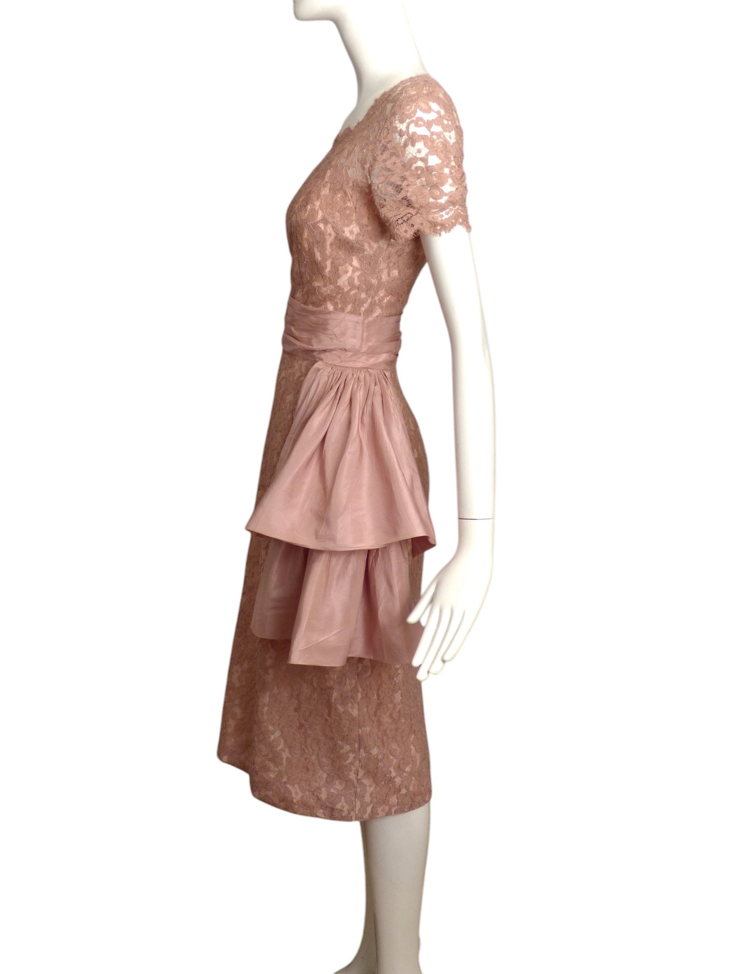 1950s Pink Lace Cocktail Dress, Size 4