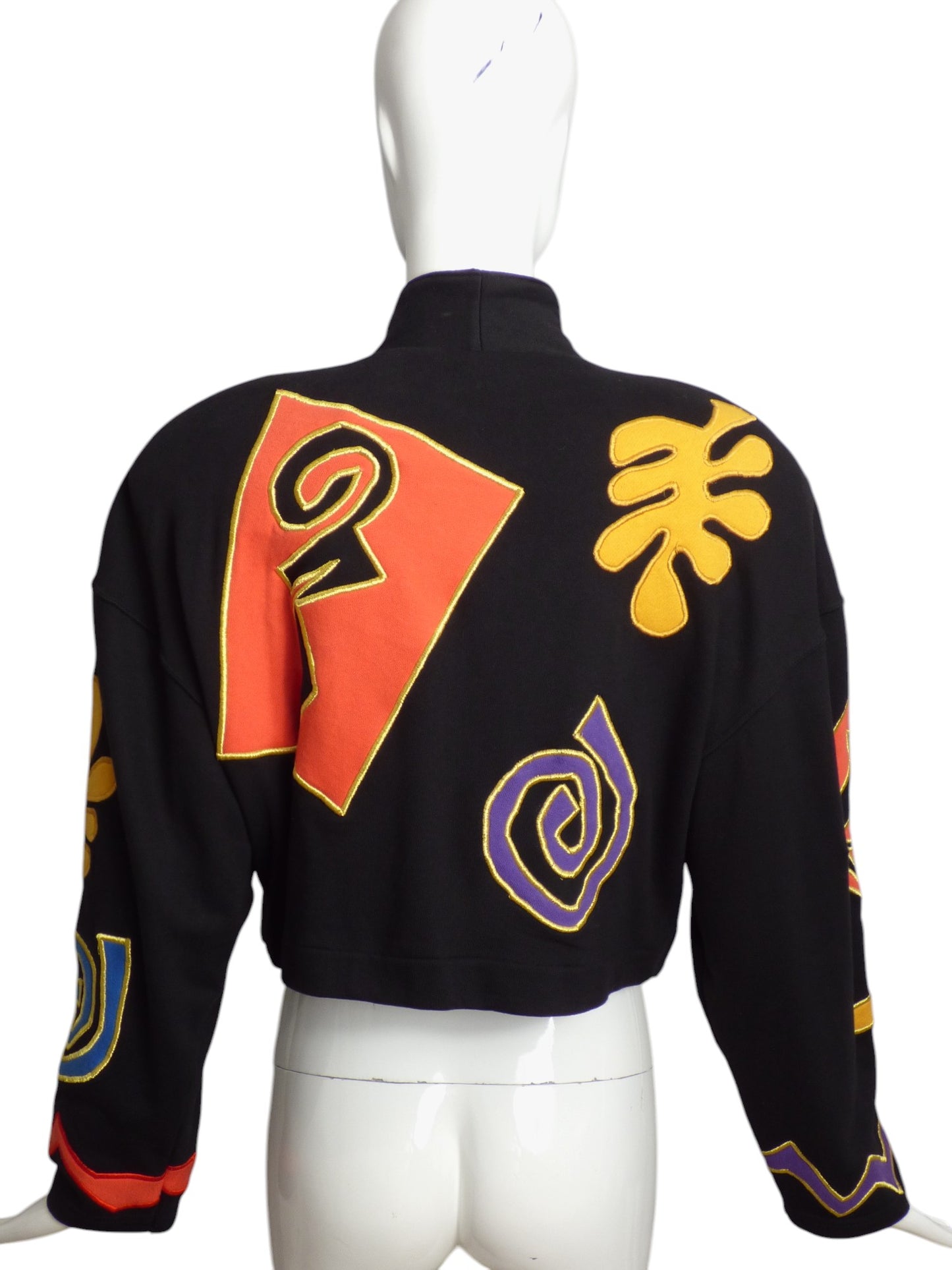 1980s Appliqué Knit Bolero Jacket, Size 8