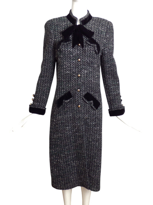 ADOLFO- 1980s Wool & Velvet Knit Coat, Size 8