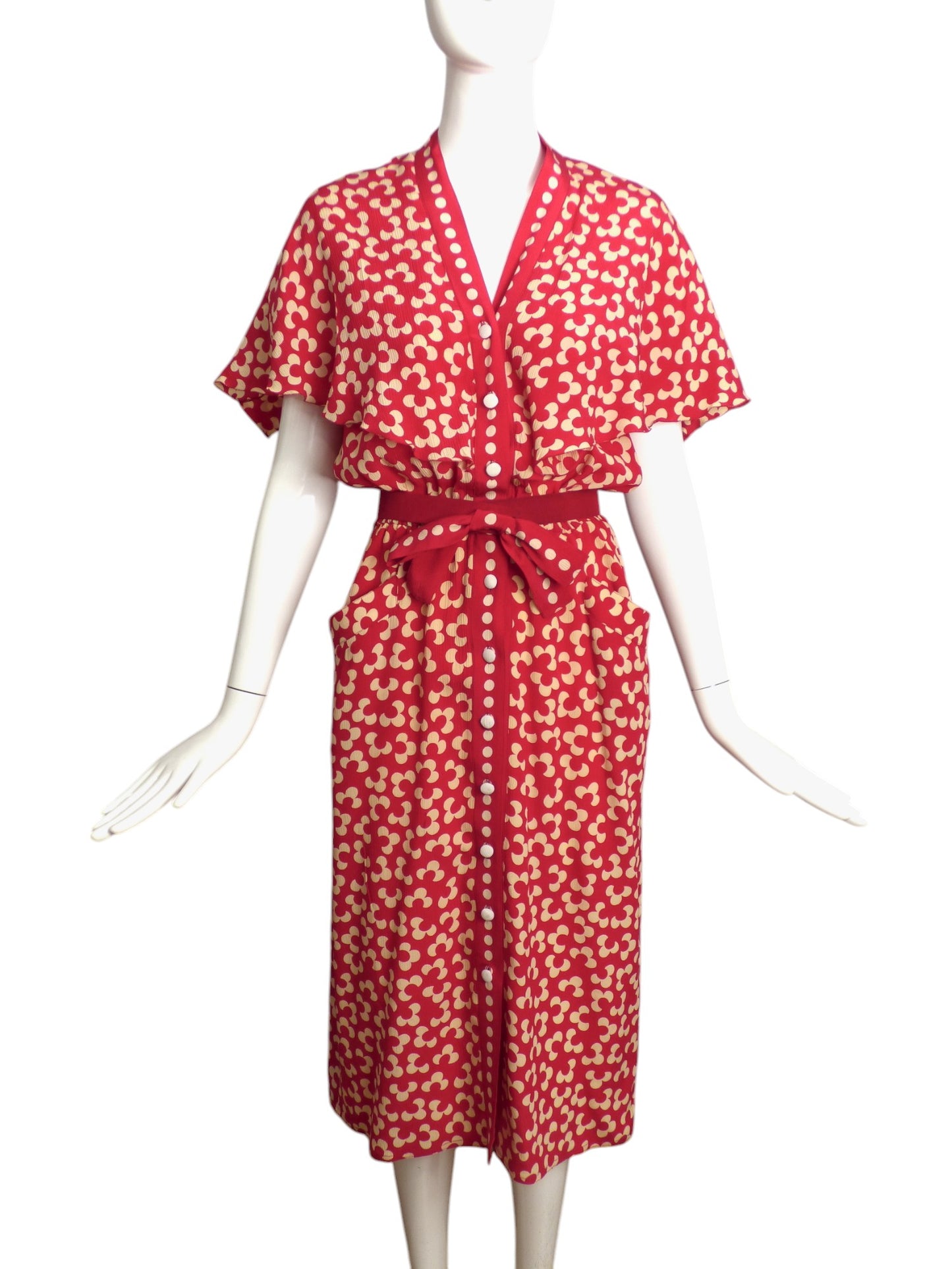 CHLOE- 1984 Floral Wrap Style Dress, Size 6