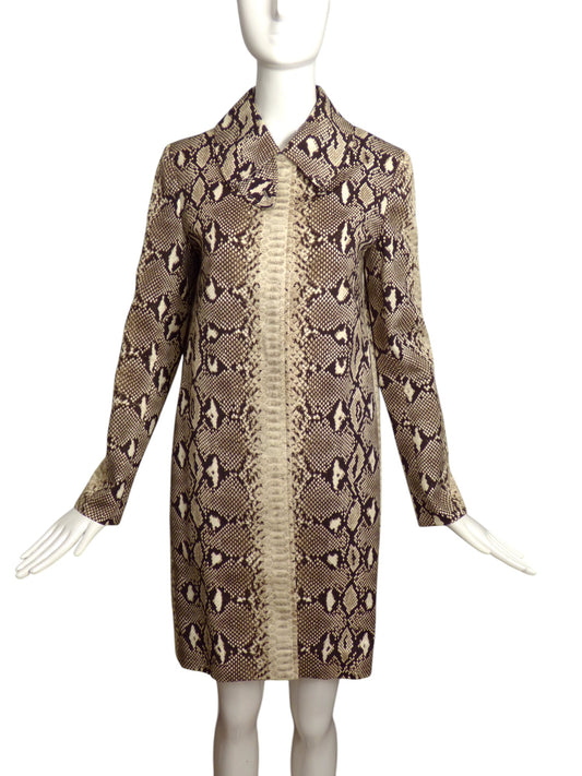 CHLOE- Cotton Snakeskin Print Coat, Size 6