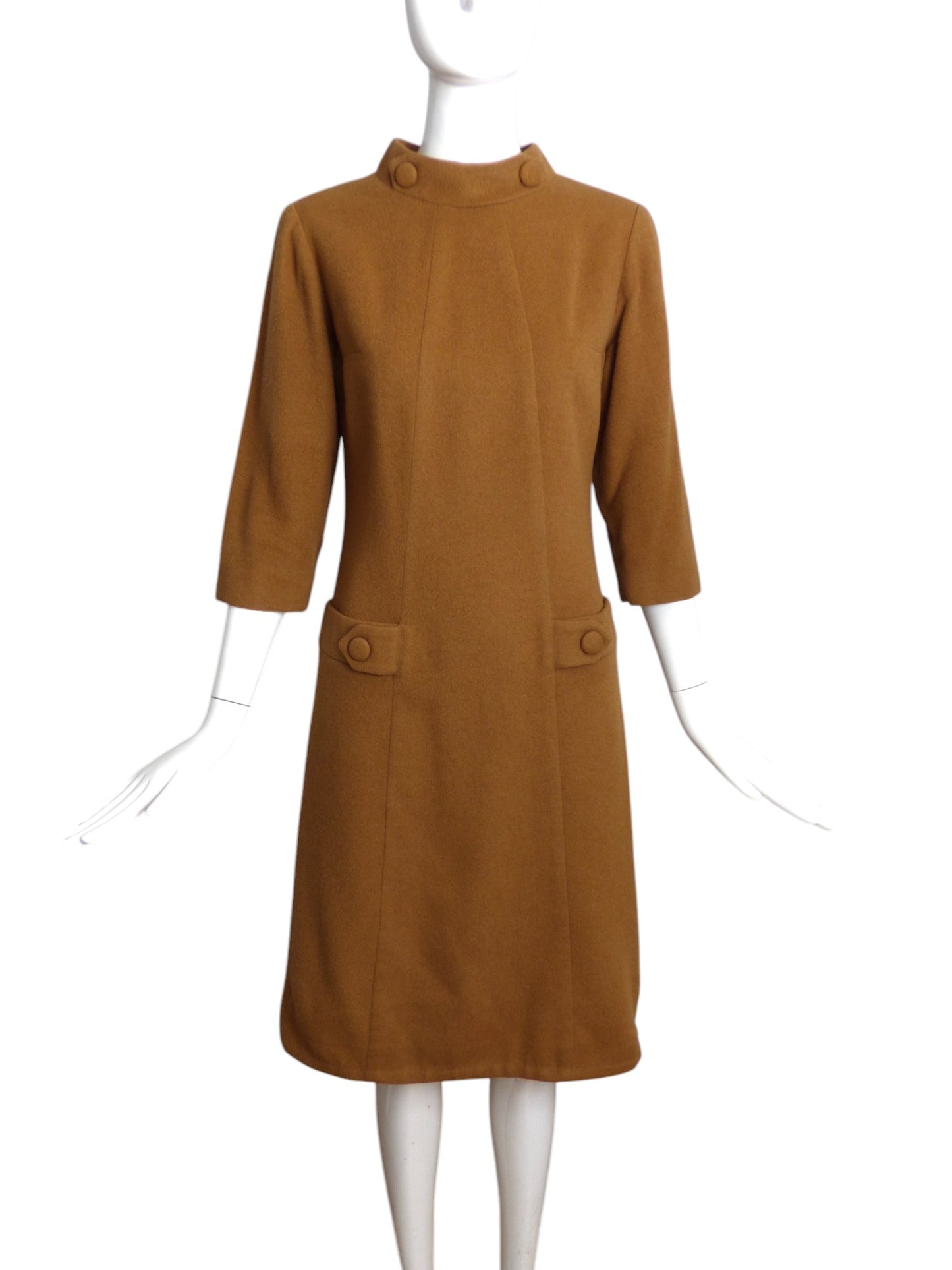 1970s Brown Wool Dress, Size 6