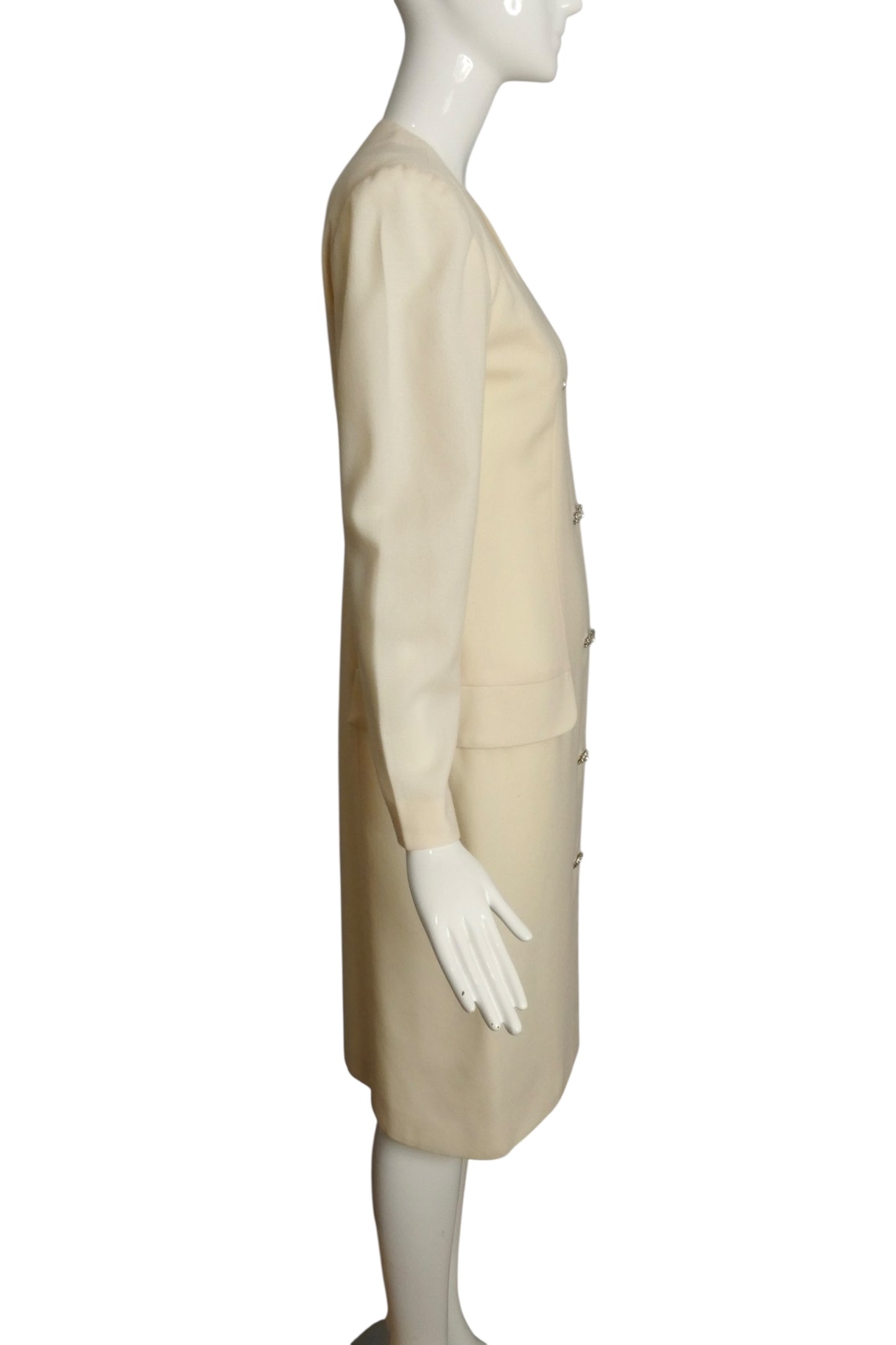 CHRISTIAN DIOR- AS IS 1980s Ivory Wool Dress, Size 6