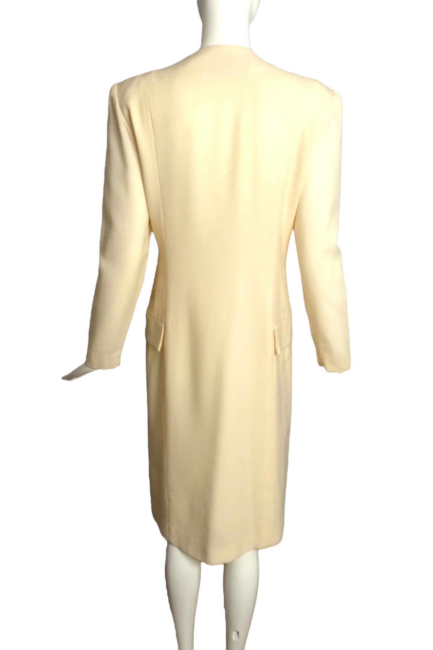 CHRISTIAN DIOR- AS IS 1980s Ivory Wool Dress, Size 6