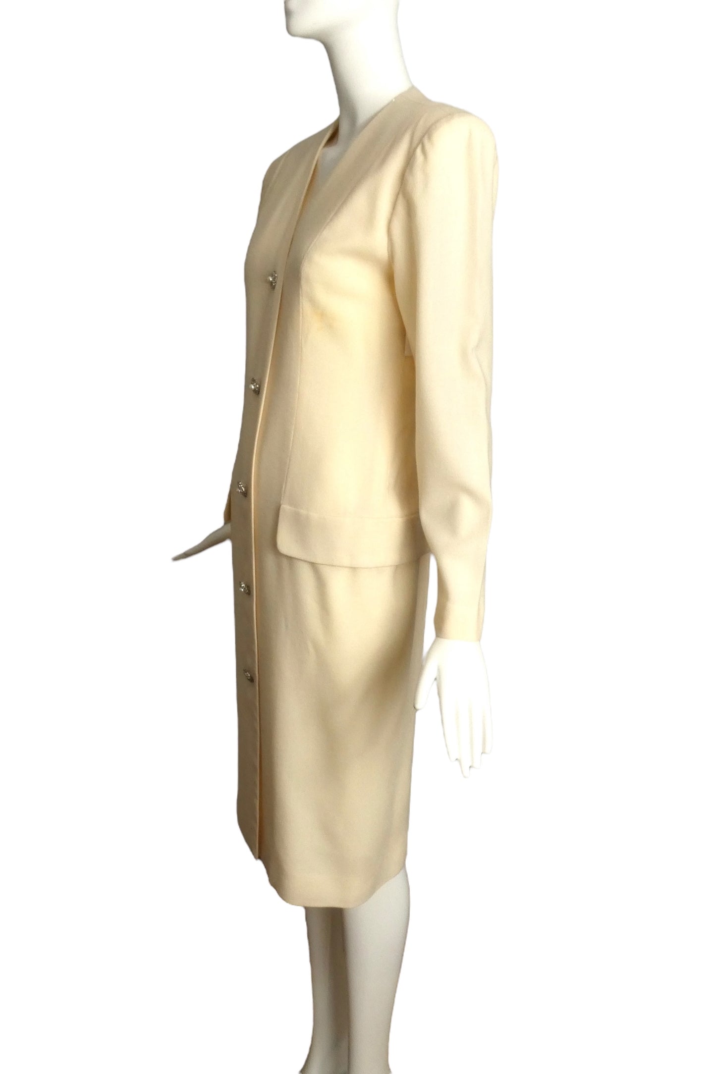 CHRISTIAN DIOR- AS IS 1980s Ivory Wool Dress, Size 6