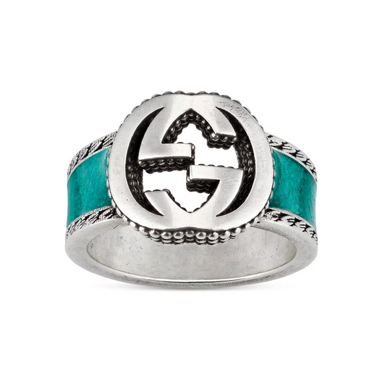 GUCCI- Interlocking GG Enamel Ring, Gucci Size-15