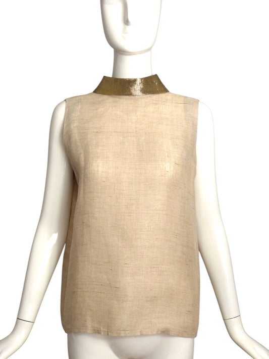 ISAAC MIZRAHI- 1989 Linen & Lamé Backwards Top, Size-8