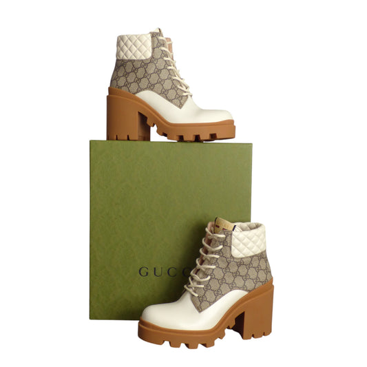 GUCCI- NIB Supreme Print Hiking Boots, Size 40.5