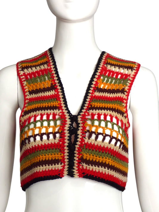 ADOLFO- 1960s Multi Color Knit Vest, Size 2