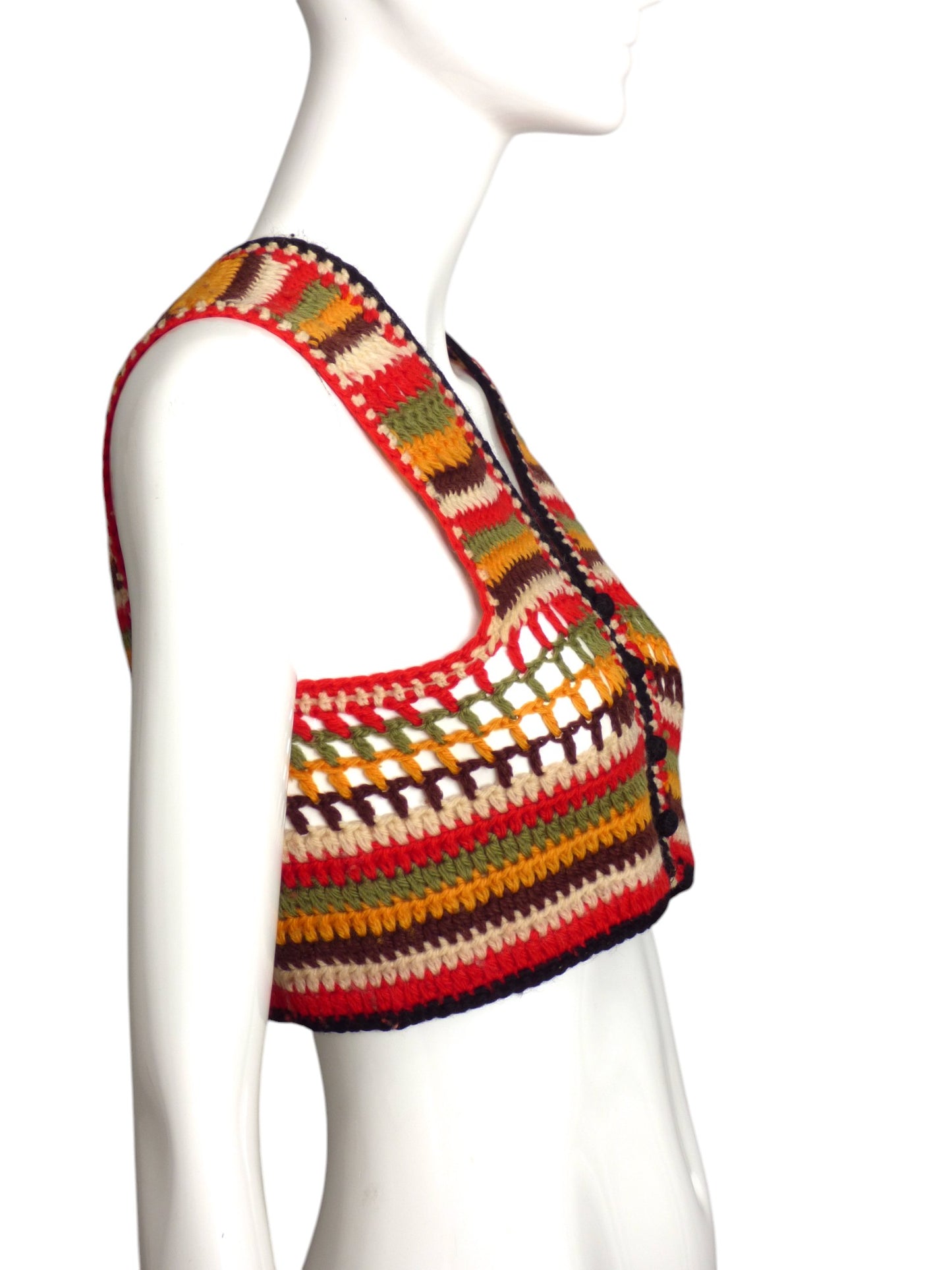 ADOLFO- 1960s Multi Color Knit Vest, Size 2