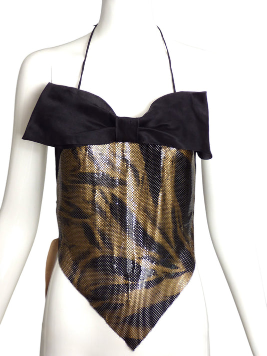 ANTHONY FERRARA X WHITING & DAVIS- NWT 1990s Metal Mesh Bow Halter, Size 4